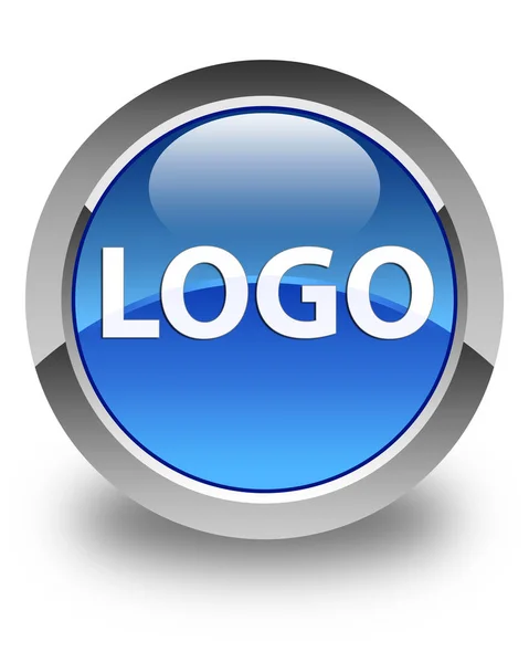 Logo parlak mavi yuvarlak düğme — Stok fotoğraf
