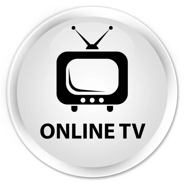 Online tv premium weißer runder Knopf — Stockfoto