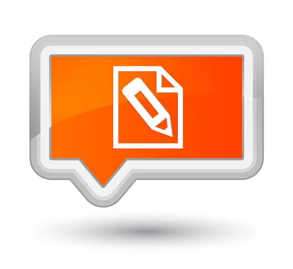 Potlood in de knoop van de voornaamste oranje banner van het pictogram van de pagina — Stockfoto