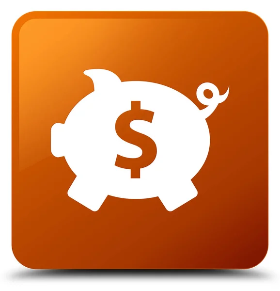 Piggy banco dólar sinal ícone marrom botão quadrado — Fotografia de Stock