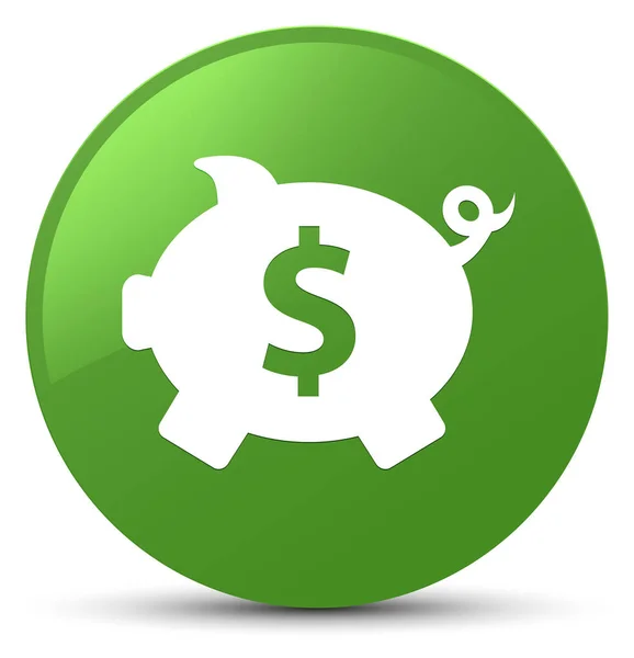 Piggy banco dólar sinal ícone verde suave botão redondo — Fotografia de Stock