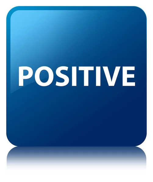 Botão quadrado azul positivo — Fotografia de Stock