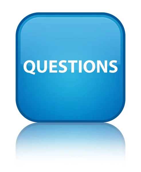 Perguntas ciano especial botão quadrado azul — Fotografia de Stock