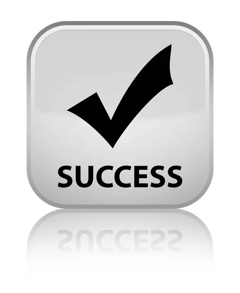 Sukces (sprawdzanie poprawności, ikona) specjalny biały przycisk kwadratowy — Zdjęcie stockowe