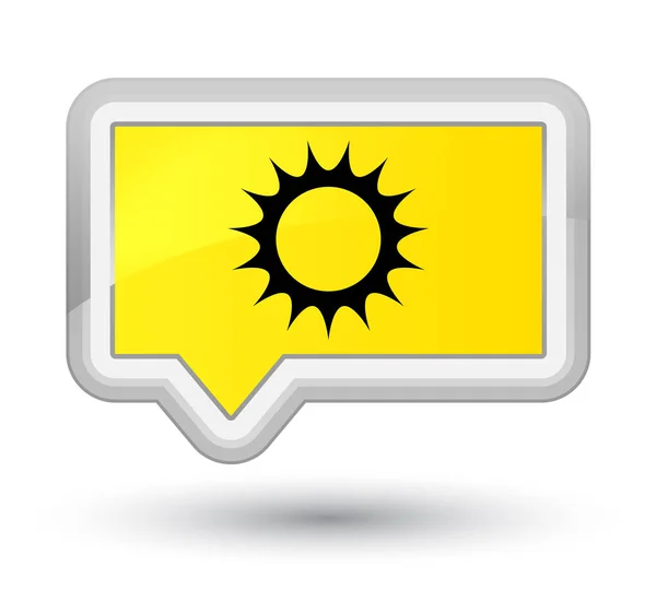 Ícone do sol botão banner amarelo primo — Fotografia de Stock