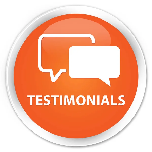 Testimonials premium orange round button — Stock Photo, Image