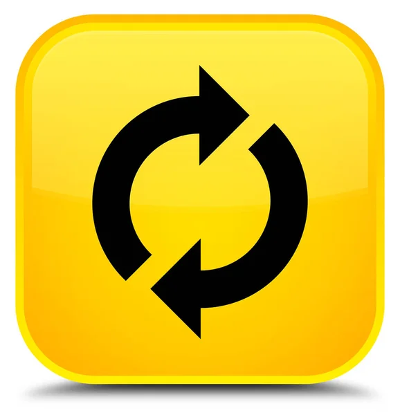 업데이트 아이콘 특별 한 노란색 사각형 버튼 — 스톡 사진