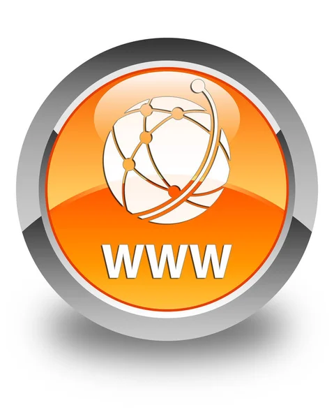 WWW (global network icon) glossy orange round button — Stock Photo, Image