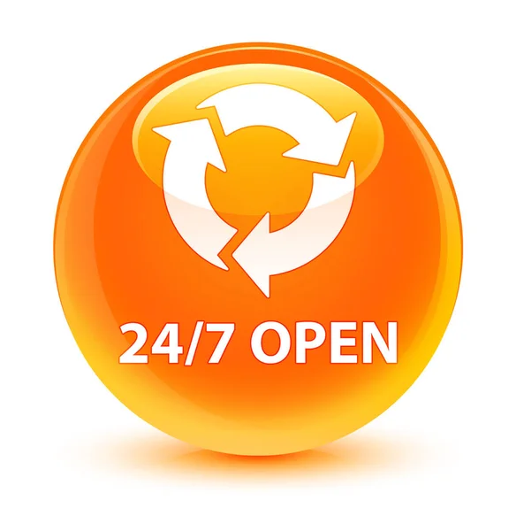 Bouton rond ouvert orange vitreux 24 / 7 — Photo