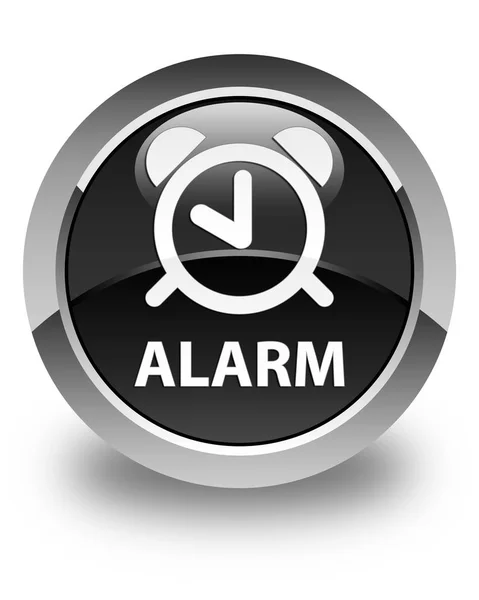 Alarme brilhante botão redondo preto — Fotografia de Stock
