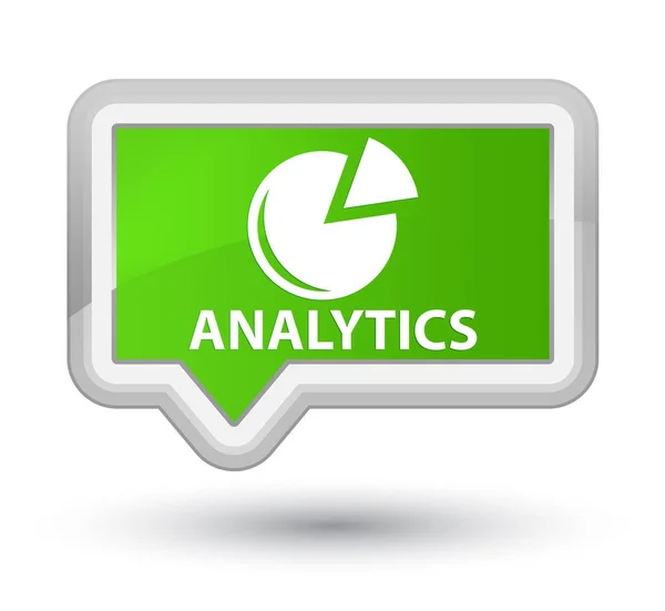Analytics (ícone gráfico) botão de banner verde macio principal — Fotografia de Stock