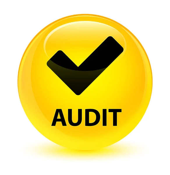Auditoria (validar ícone) botão redondo amarelo vítreo — Fotografia de Stock