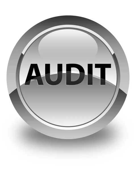 Audit glossy white round button — Stock Photo, Image