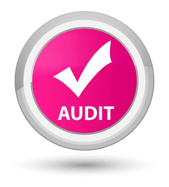 Audit (Validierung Symbol) Prime rosa runde Taste — Stockfoto
