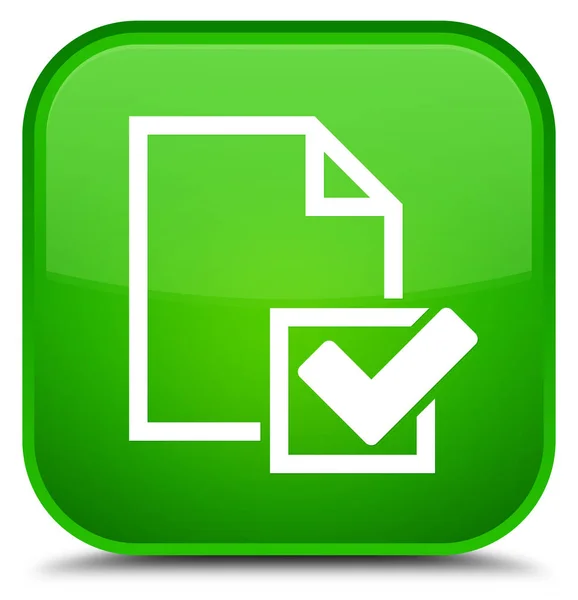 チェックリスト アイコン特別な緑の正方形ボタン — ストック写真