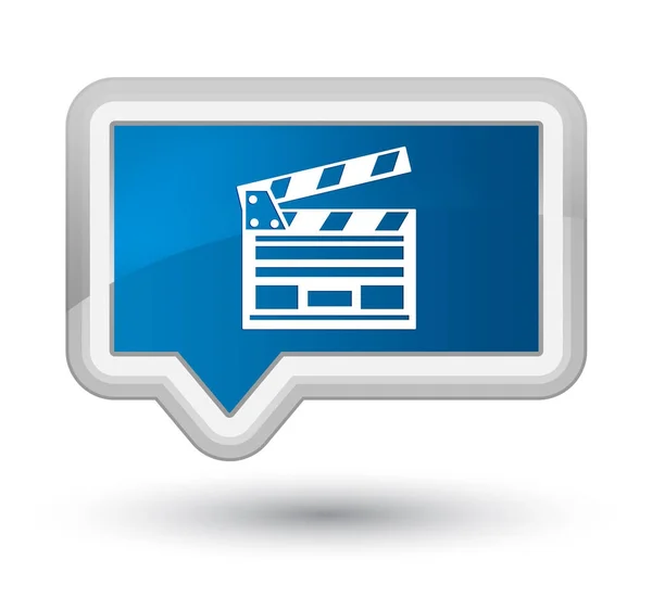 Ícone clipe de cinema botão banner azul primo — Fotografia de Stock
