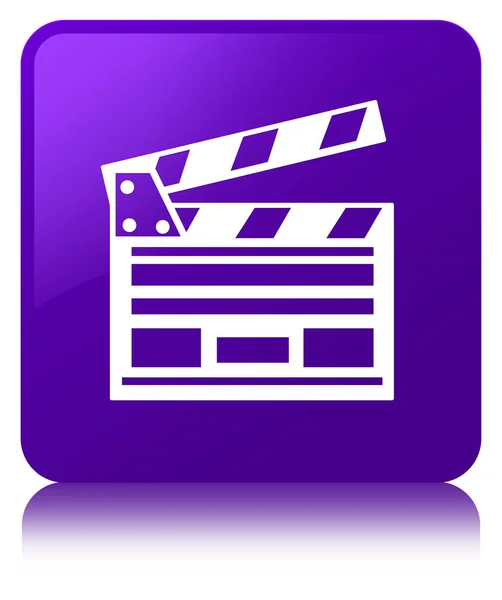Ícone clipe de cinema roxo botão quadrado — Fotografia de Stock