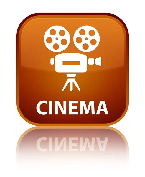 시네마 (비디오 카메라 아이콘) 특별 한 갈색 사각형 버튼 — 스톡 사진