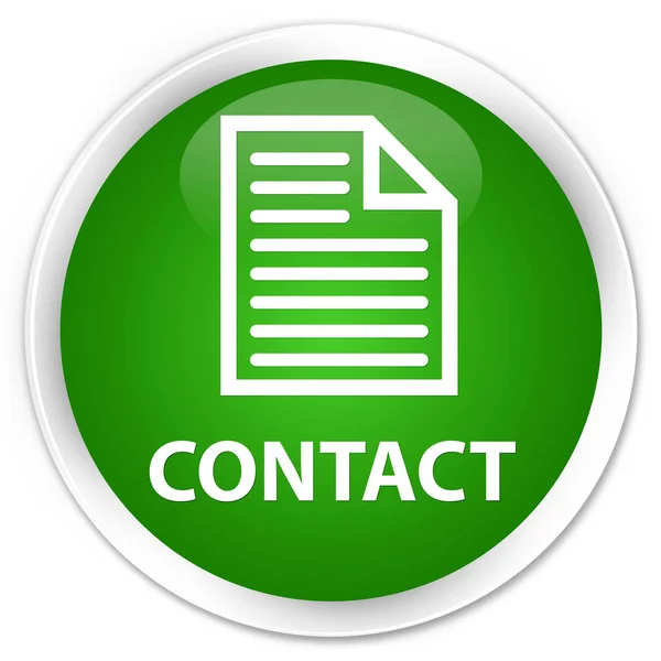 Премиальная зеленая круглая кнопка контакта (значок страницы) — стоковое фото