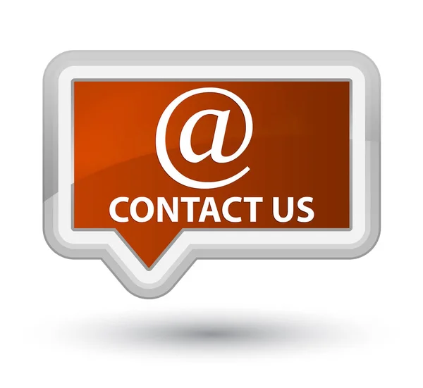 Contacte-nos (ícone de endereço de e-mail) botão banner marrom principal — Fotografia de Stock