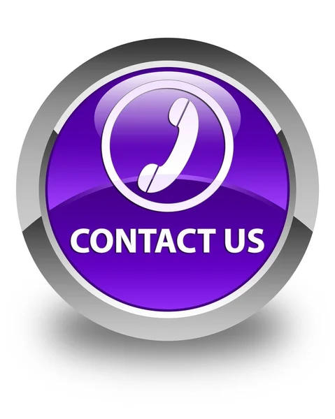 Свяжитесь с нами (значок телефона) глянцевый пурпурный круглый кнопка — стоковое фото