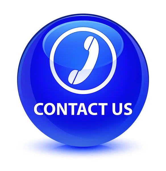 Contact us (phone icon) glassy blue round button — Stock Photo, Image