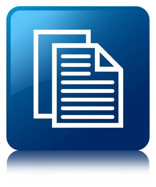 Document pages icon blue square button — Stock Photo, Image