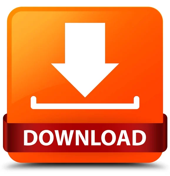 Download oranje vierkante knop rood lint in Midden — Stockfoto