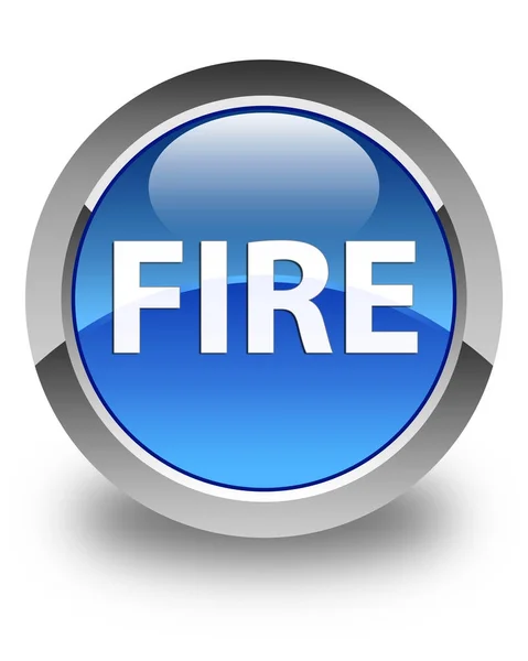 火災光沢のある丸いボタン ブルー — ストック写真