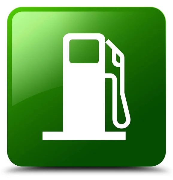 Botão quadrado verde do ícone do distribuidor de combustível — Fotografia de Stock