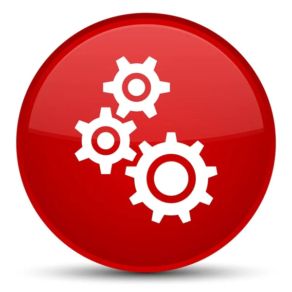 Getriebe Symbol spezielle rote runde Taste — Stockfoto