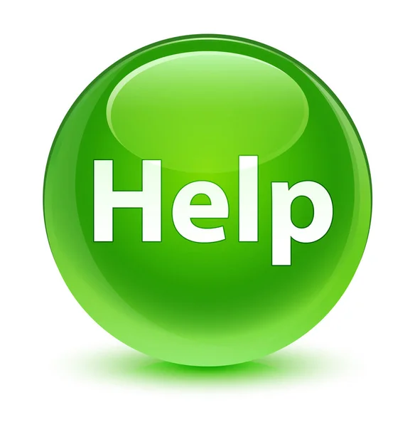 Help glassy green round button — Stock Photo, Image