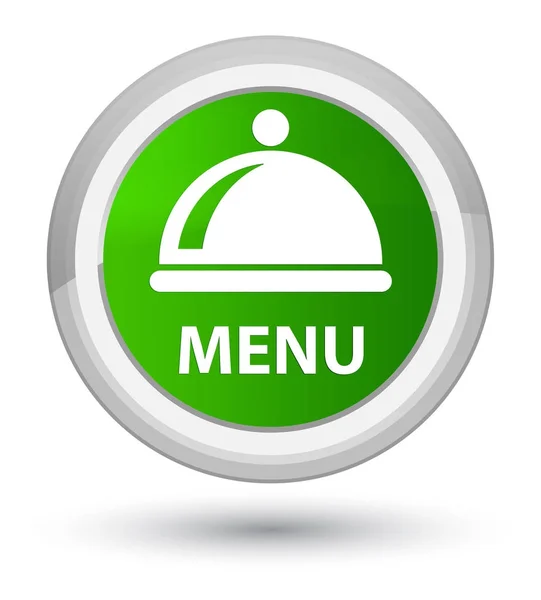 Menu (icona del piatto alimentare) tasto rotondo verde principale — Foto Stock