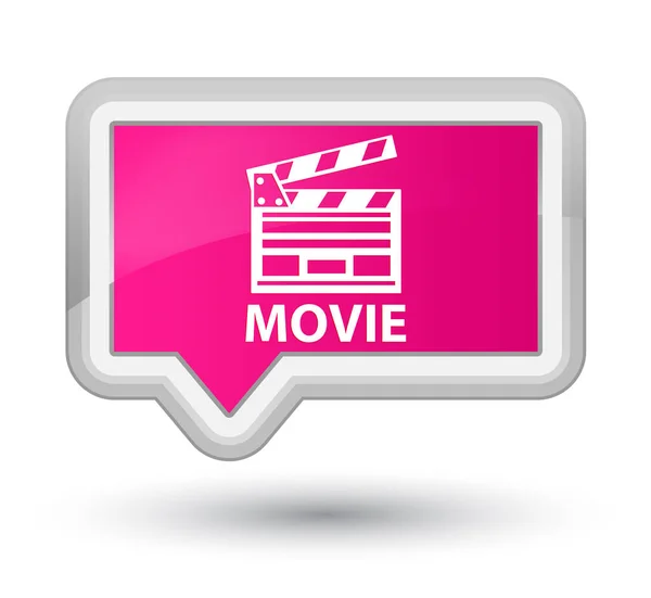 Przycisk Movie (ikona spinacza do kina) premiera różowy transparent — Zdjęcie stockowe