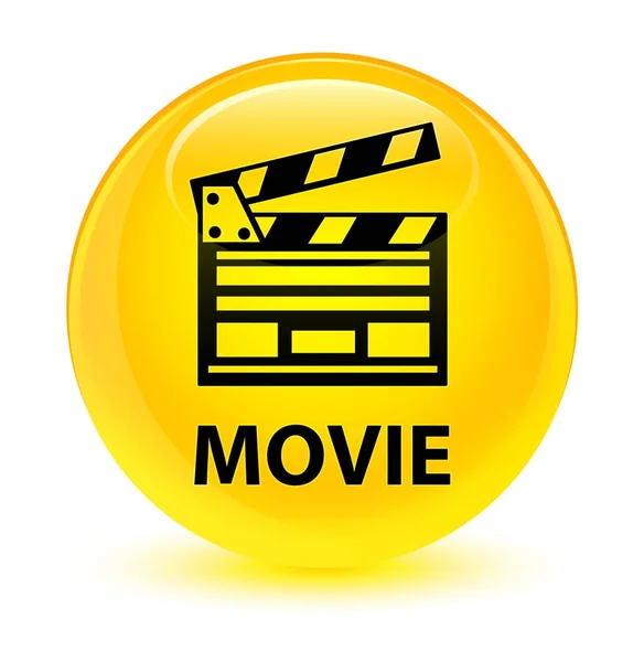 Film (icona clip cinema) giallo vetro pulsante rotondo — Foto Stock