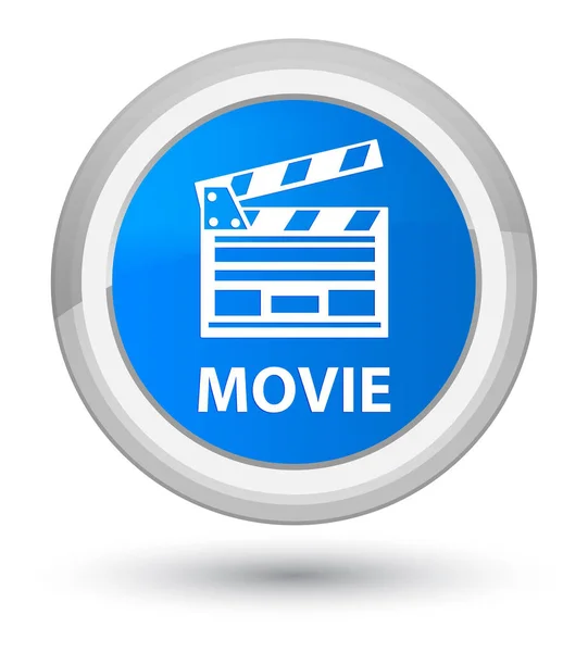 Film (cinema clip pictogram) eerste cyaan blauwe ronde knop — Stockfoto