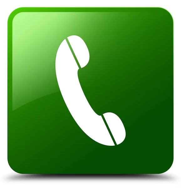 Telefon ikon zöld négyzet gomb — Stock Fotó