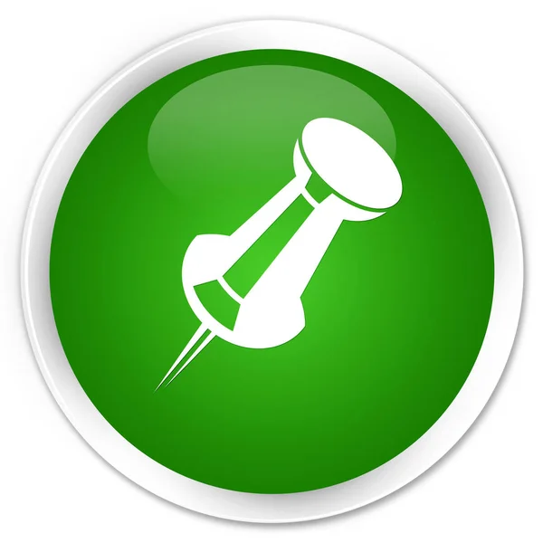 푸시 핀 아이콘 프리미엄 녹색 버튼 라운드 — 스톡 사진