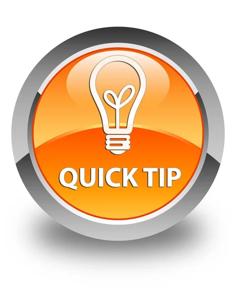 Quick tip (bulb icon) glossy orange round button — Stock Photo, Image