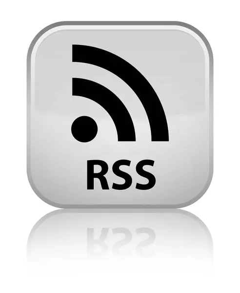 RSS special white square button — Stock Photo, Image