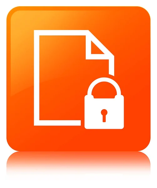 Secure document icon orange square button — Stock Photo, Image