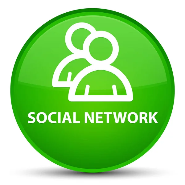 Sociální sítě (ikona skupiny) zvláštní zelené kulaté tlačítko — Stock fotografie