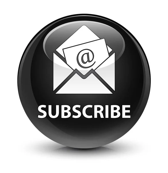 Abonnieren (Newsletter-E-Mail-Symbol) glasiger schwarzer runder Knopf — Stockfoto