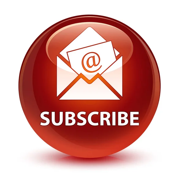 Abonnieren (Newsletter-E-Mail-Symbol) glasig brauner runder Knopf — Stockfoto