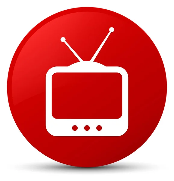 Icono de TV rojo botón redondo —  Fotos de Stock