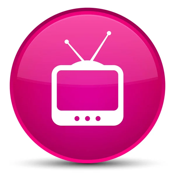Ícone de TV botão redondo rosa especial — Fotografia de Stock