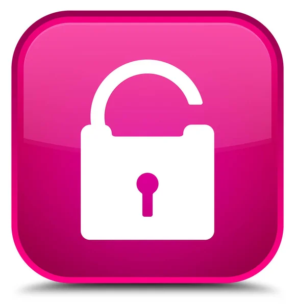 Ontgrendelen pictogram speciale roze vierkante knop — Stockfoto