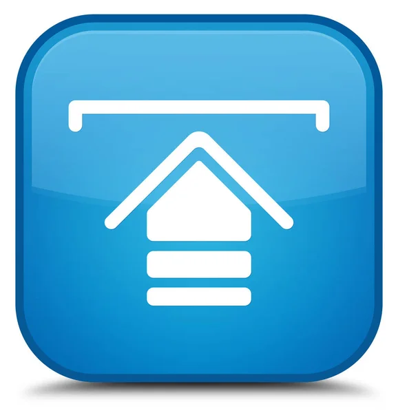업로드 아이콘 특별 한 청록색 파란 사각형 버튼 — 스톡 사진