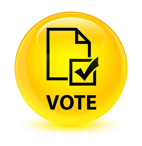 Vote (survey icon) glassy yellow round button — Stock Photo, Image