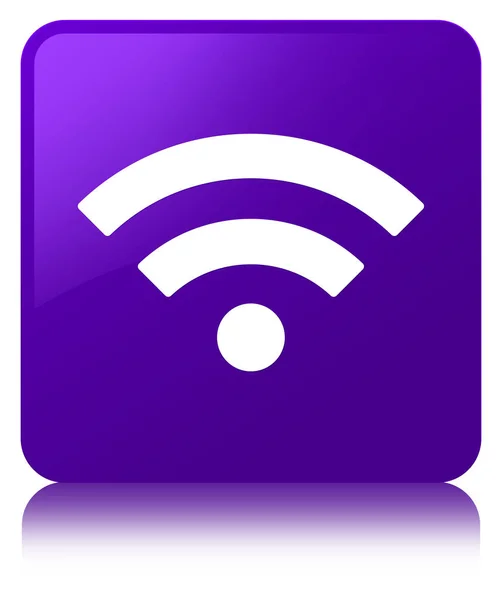 Icône Wifi bouton carré violet — Photo